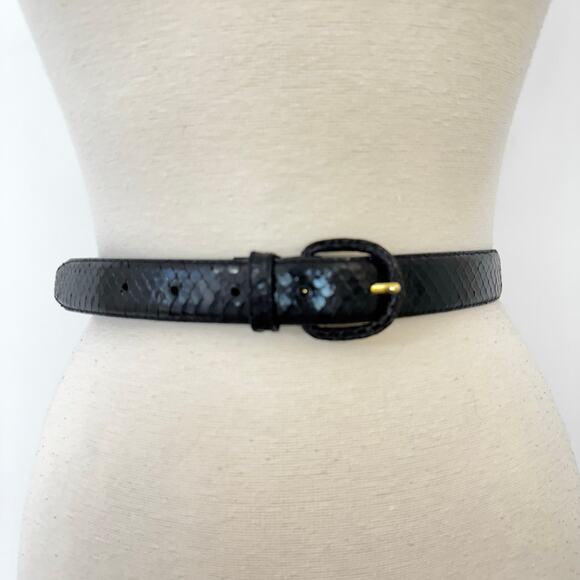 Honors Vintage Genuine Snake Skin Waist Belt Black M/L - Picture 2 of 9